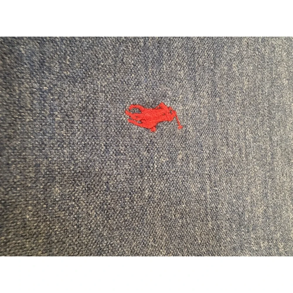 Polo Ralph Lauren Custom Fit Polo Shirt Men's XL Blue Heather Red Pony Cotton